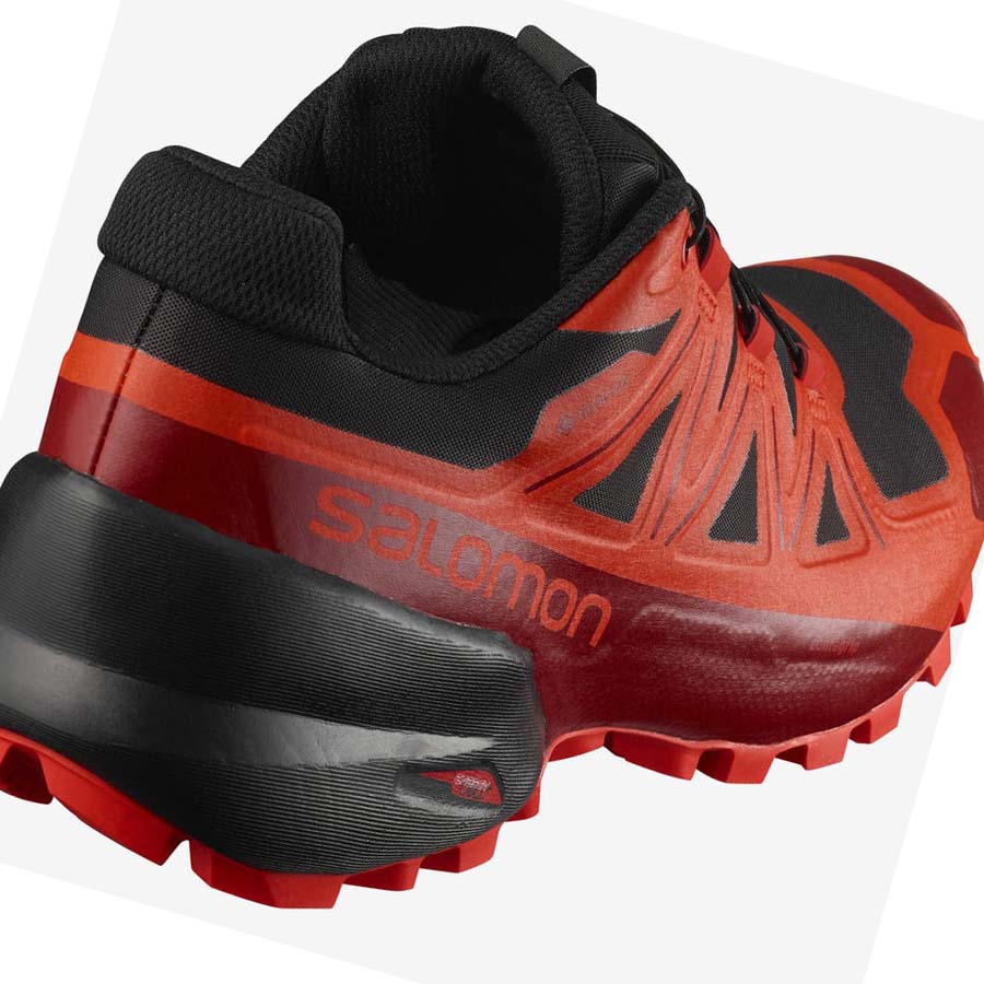 Salomon SPIKECROSS 5 GORE-TEX Trail Futócipő Férfi Fekete Piros | HU 2100JPQ